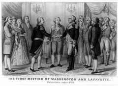первая встреча д. вашингтона и м.ж. лафайета. филадельфия. 3 августа 1777